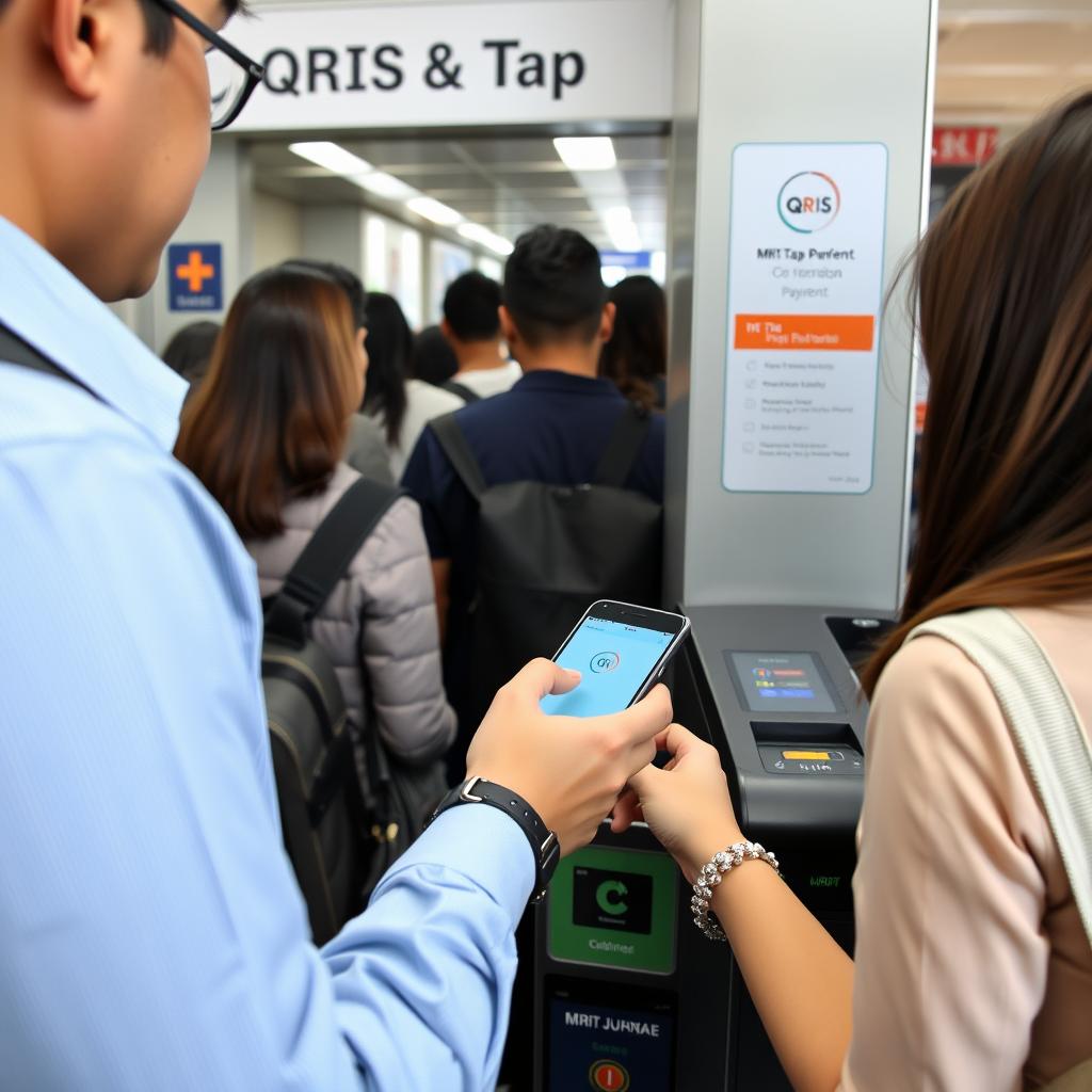 Penggunaan QRIS Tap di transportasi umum MRT Jakarta Penggunaan QRIS Tap di transportasi umum MRT Jakarta