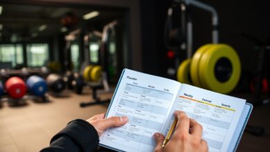 Seseorang sedang merencanakan jadwal latihan mingguan yang seimbang dan terukur