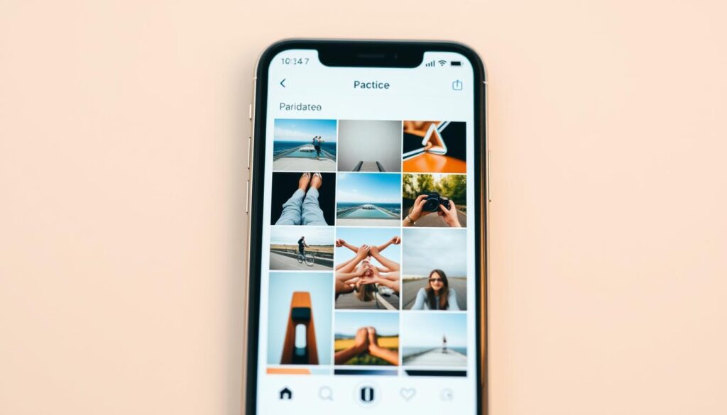 A sleek, minimalist smartphone screen displaying a carefully curated photo gallery. The interface showcases a clean, uncluttered design with a simple navigation menu. The background is a soft, muted tone that complements the crisp, high-resolution images within the gallery. The lighting is natural and even, casting a warm glow over the scene. The camera angle is positioned slightly above the device, giving a subtle sense of authority and reassurance. The overall mood is one of confidence and validation, reflecting the successful verification of the hidden media content.